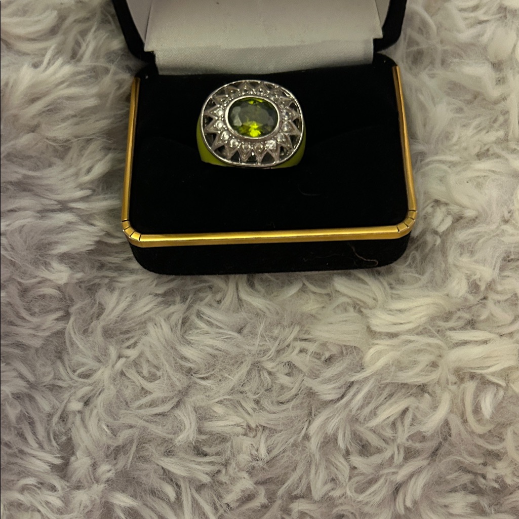 Green Enamel Band With Green Gemstones